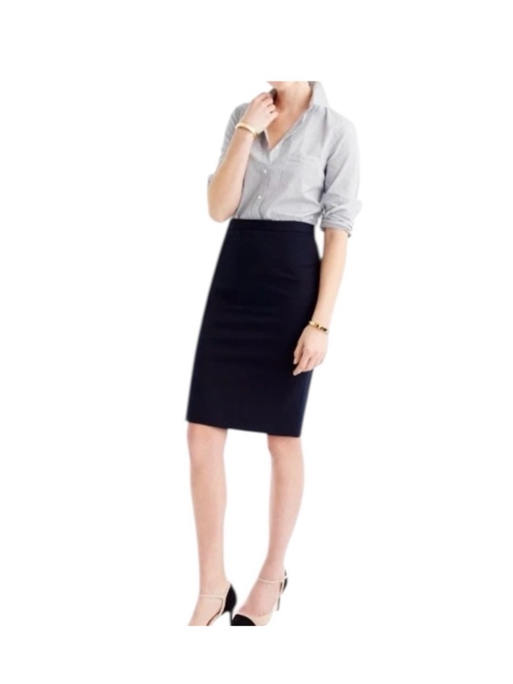 J. Crew Black Pencil Skirt - Tailored Office Staple with functional zipper XS